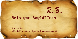 Reiniger Boglárka névjegykártya